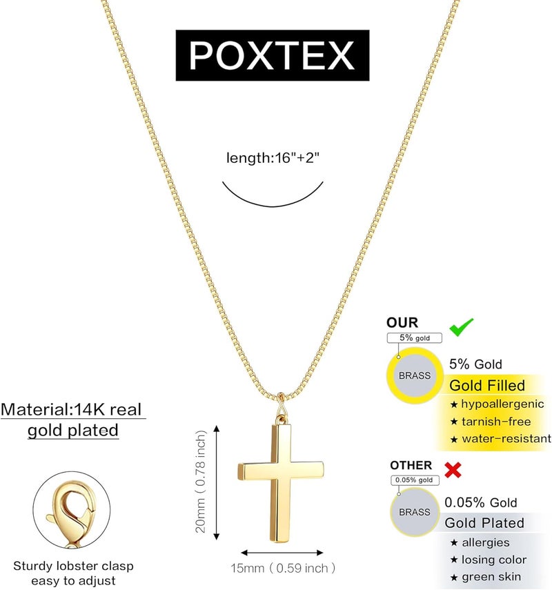 Poxtex Cross Necklace for Women Girls, Dainty 14K Gold Silver Plated Cross Choker Pendant Jewelry Non Tarnish Waterproof Trendy Cute Simple Small Necklace Easter Christian Baptism Religious Faith Jewelry Gifts - Image 3